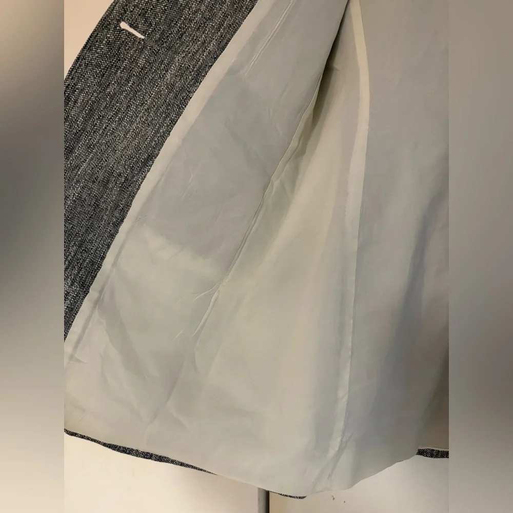 Vintage Christian Dior The Suit Grey Blazer Jacket, Shoulder Pads Removed